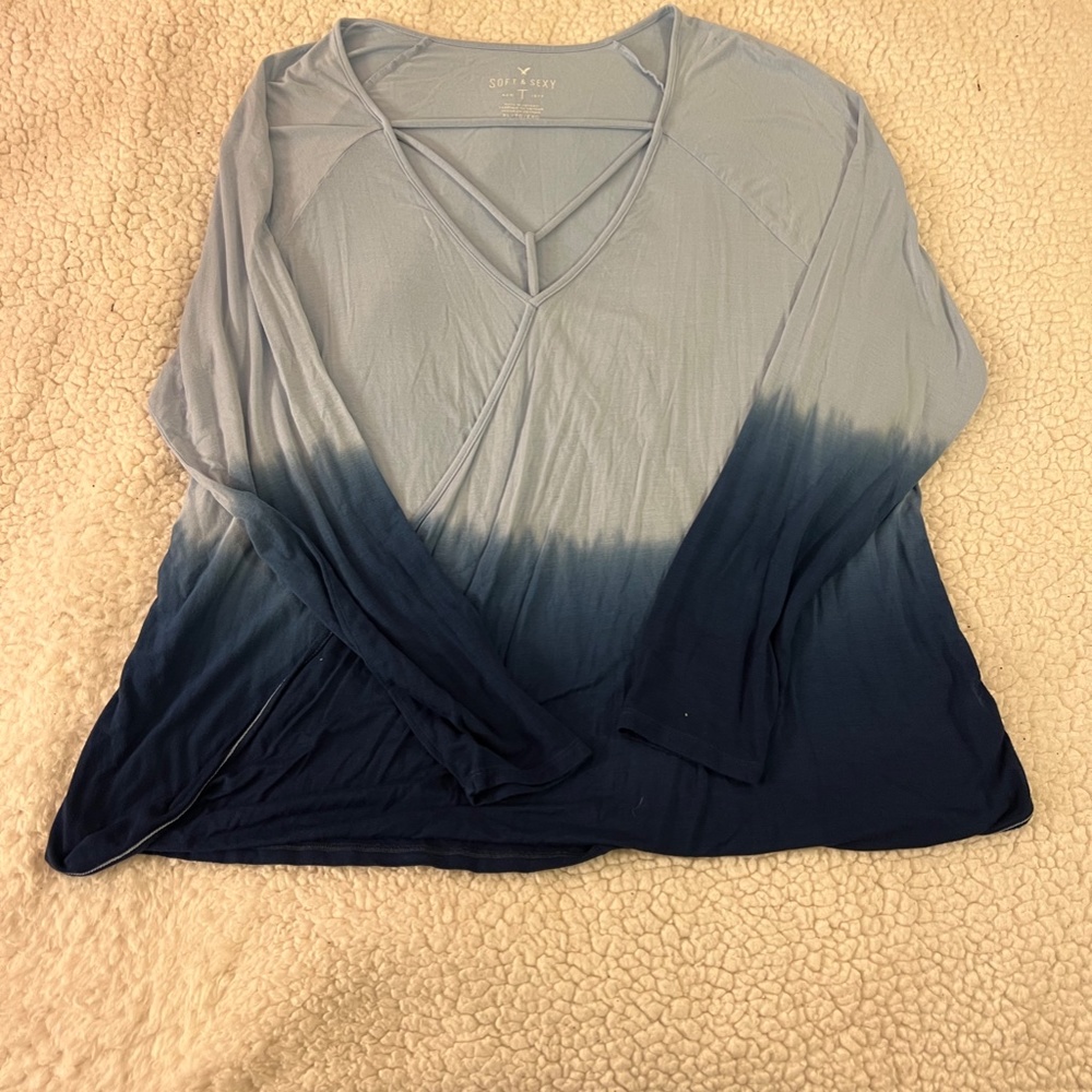 American Eagle blue long sleeve top- XL